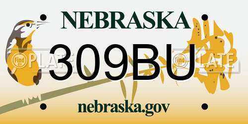 309BU Nebraska License Plate
