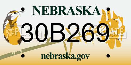 30B269 Nebraska License Plate