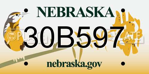 30B597 Nebraska License Plate