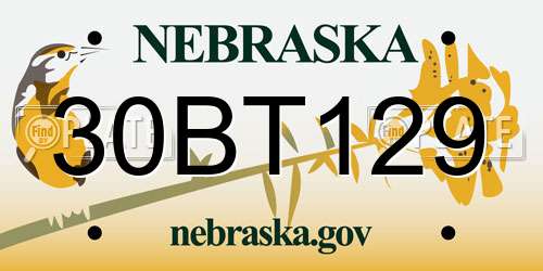30BT129 Nebraska License Plate