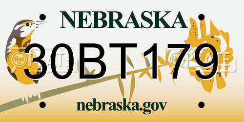 30BT179 Nebraska License Plate