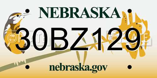 30BZ129 Nebraska License Plate