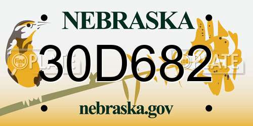30D682 Nebraska License Plate