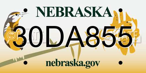 30DA855 Nebraska License Plate