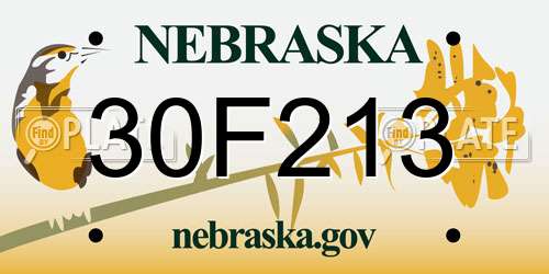 30F213 Nebraska License Plate