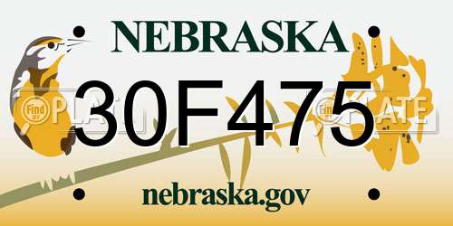 30F475 Nebraska License Plate