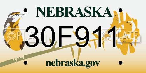 30F911 Nebraska License Plate