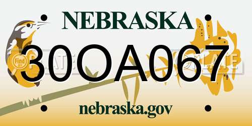 30OA067 Nebraska License Plate