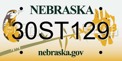 30ST129 Nebraska License Plate