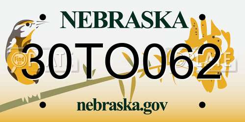 30TO062 Nebraska License Plate