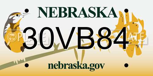 30VB84 Nebraska License Plate