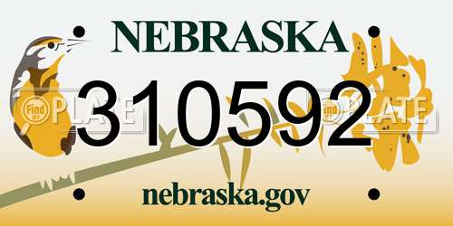 310592 Nebraska License Plate