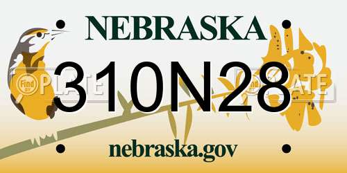 310N28 Nebraska License Plate