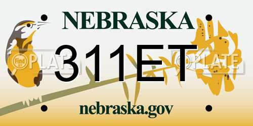 311ET Nebraska License Plate