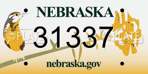 31337 Nebraska License Plate