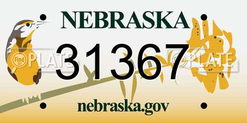 31367 Nebraska License Plate