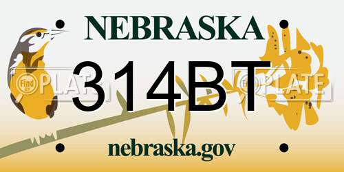 314BT Nebraska License Plate