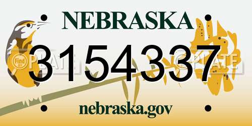 3154337 Nebraska License Plate