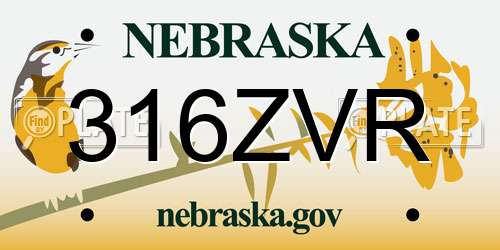 316ZVR Nebraska License Plate