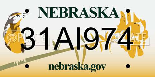 31AI974 Nebraska License Plate