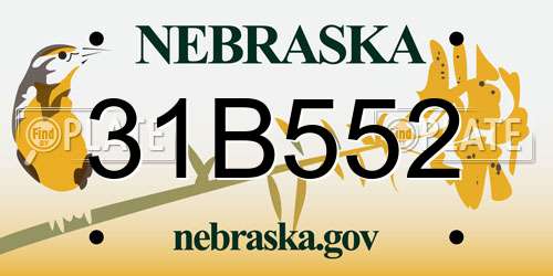 31B552 Nebraska License Plate