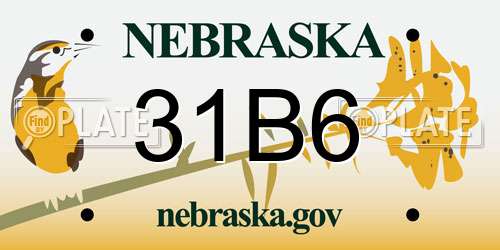 31B6 Nebraska License Plate