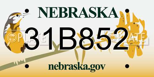 31B852 Nebraska License Plate