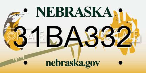 31BA332 Nebraska License Plate