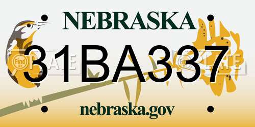 31BA337 Nebraska License Plate