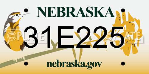 31E225 Nebraska License Plate