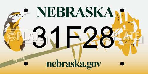 31F28 Nebraska License Plate