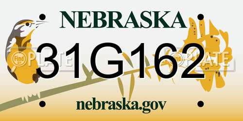 31G162 Nebraska License Plate