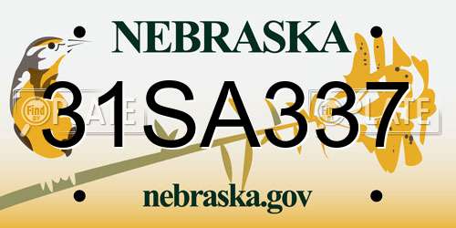 31SA337 Nebraska License Plate