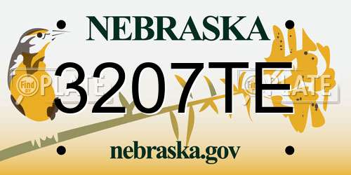 3207TE Nebraska License Plate