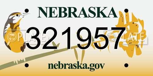 321957 Nebraska License Plate
