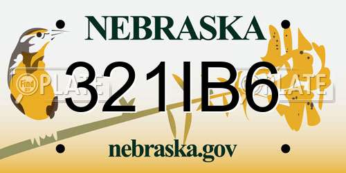 321IB6 Nebraska License Plate