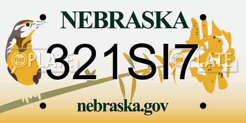 321SI7 Nebraska License Plate