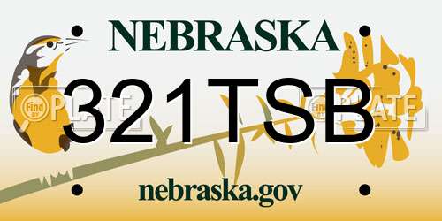 321TSB Nebraska License Plate
