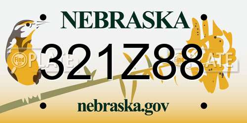321Z88 Nebraska License Plate