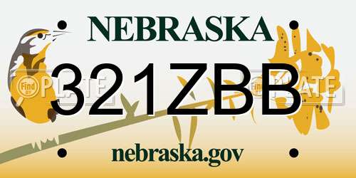 321ZBB Nebraska License Plate