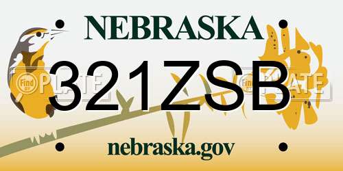 321ZSB Nebraska License Plate