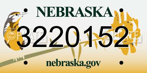 3220152 Nebraska License Plate