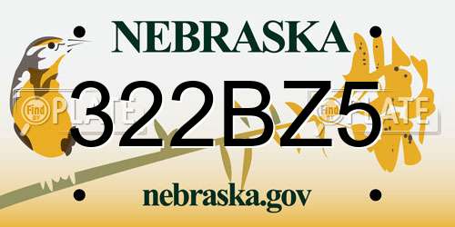 322BZ5 Nebraska License Plate