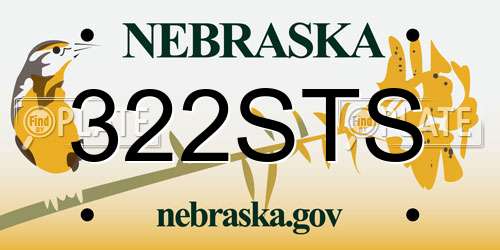322STS Nebraska License Plate