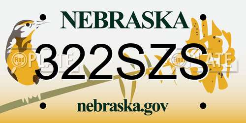 322SZS Nebraska License Plate