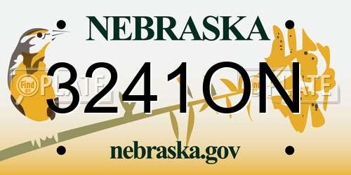 3241ON Nebraska License Plate