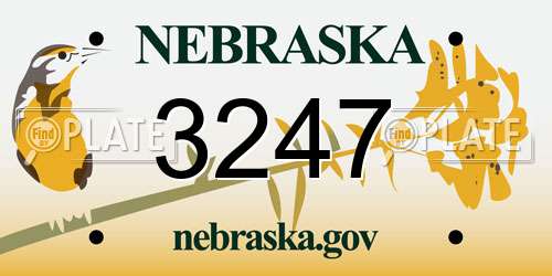 3247 Nebraska License Plate