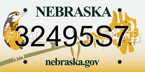 32495S7 Nebraska License Plate