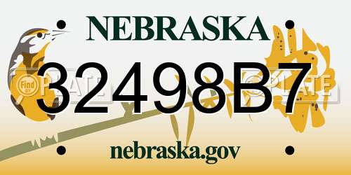 32498B7 Nebraska License Plate