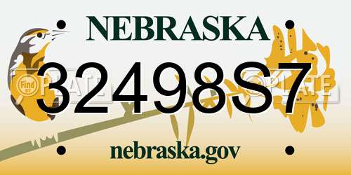 32498S7 Nebraska License Plate